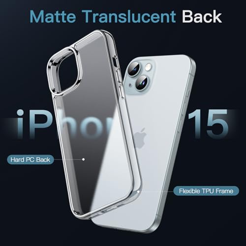 JETech Matte Case for iPhone 15, Frosted Clear | Scratch-Resistant, Anti-Fingerprint, Frosted Back, Shockproof Phone Bumper Cover - color: Frosted Clear, size: iPhone 15