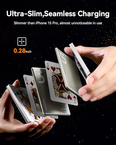 Kuulaa Magnetic Power Bank 5000mAh 0.28'' Ultra Slim Portable Charger Magsafe Battery Pack for iPhone 17/16 Pro Max/15/14/13/12 Mini, Titanium