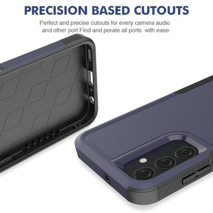 MDCN Samsung Galaxy A25 5G Case: Dual Layer Protective Heavy Duty Cell Phone Cover, Navy Blue & Black, Military Protection Bumper, Shockproof Rugged with HD Screen Protector, Anti-Slip - color: Navy Blue (PC) + Black (TPU)