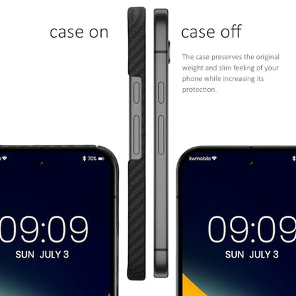 kalibri Aramid Fiber Case Compatible with Google Pixel 9a - Case Super Slim Strong Protective Phone Cover - Black Matte - size: Pixel 9a
