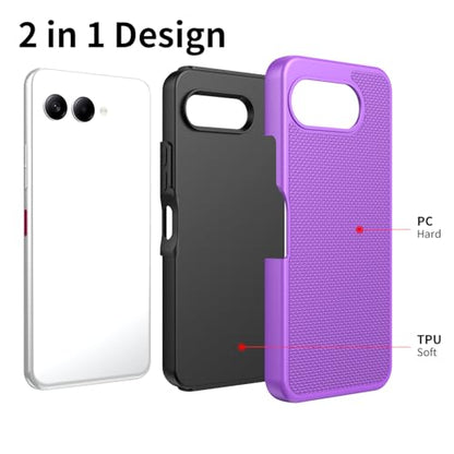for T-Mobile REVVL 8 Phone Case with Tempered Glass Screen Protector,Dual Layer Heavy Duty Shockproof Protection Cover (Purple) - color: Purple