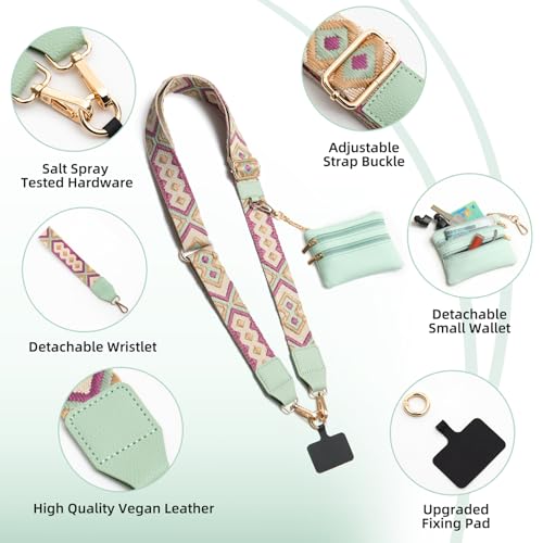 Cell Phone Lanyard Crossbody with Wallet, Versatile Clip and Go Phone Strap - color: D