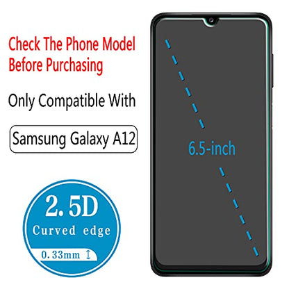 2 Pack Screen Protector for Samsung Galaxy A12 Tempered Glass - color: Clear