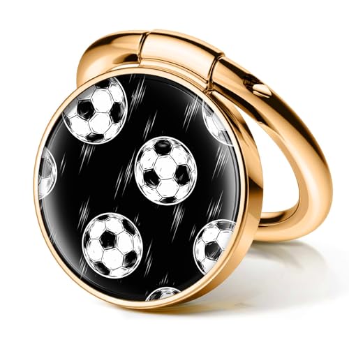 Cell Phone Ring Holder, Cute Phone Ring Grip Stand, 360°Rotation Funny Metal Kickstand Finger Grip Black White Soccer - color: Black White Soccer