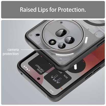 Asuwish Phone Case for Nothing Phone (3a) Pro, Compatible with Magsafe Magnetic, Translucent Matte Anti-Fingerprint Back, Military Grade DropProof Shockproof Protective Cell Cover 3 a Women Men Black - color: Black