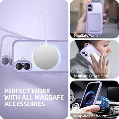 BERFY for iPhone 17 Case, Compatible with MagSafe, Built-in Privacy Screen Protector, Camera Protection, Shockproof Full Body Phone Case 6.3", Clear Lilac