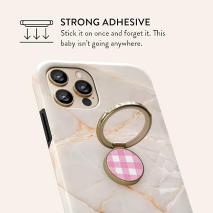 BURGA Cell Phone Ring, Holder Grip and Stand - Finger Phone Grip for Back of Smartphone Case, Kickstand 360 Rotation, Universal Ring for iPhone Samsung Galaxy Huawei Google Pixel, Stylish Accessories - color: Think Pink, style: Gold