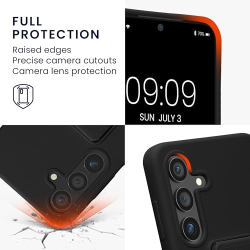 kwmobile Case for Samsung Galaxy S24 Case - Soft TPU Cover with Silicone Coating - with Hand Strap and Stand Function - Shockproof - Black - color: black, size: Galaxy S24
