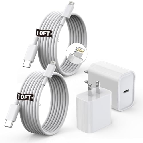 [Apple MFi Certified]10FT Fast iPhone Charger,Extra Long Apple Charger Fast Charging 2Pack USB C Charger Block Plug + 10Foot Lightning Cable Cord for iPhone 14/Pro/Pro Max/Plus/13/12/11/XS/XR/X/SE2022 - size: 2Pack