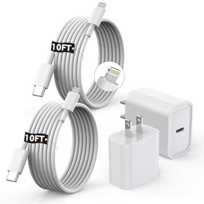 [Apple MFi Certified]10FT Fast iPhone Charger,Extra Long Apple Charger Fast Charging 2Pack USB C Charger Block Plug + 10Foot Lightning Cable Cord for iPhone 14/Pro/Pro Max/Plus/13/12/11/XS/XR/X/SE2022 - size: 2Pack