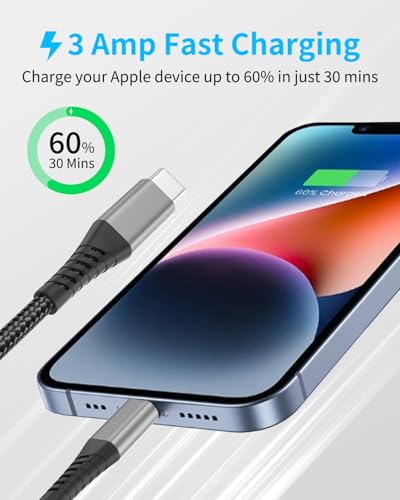 USB C to Lightning Cable 3FT, 3Pack MFi Certified iPhone Fast Charging Cord - size: 3 feet