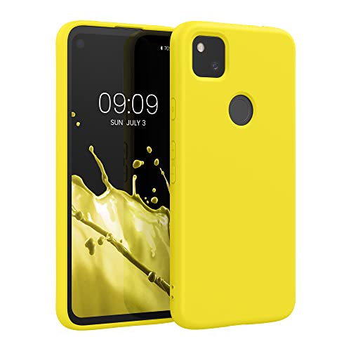 kwmobile Case Compatible with Google Pixel 4a Case - Slim Protective TPU Silicone Phone Cover - Radiant Yellow - color: Radiant Yellow