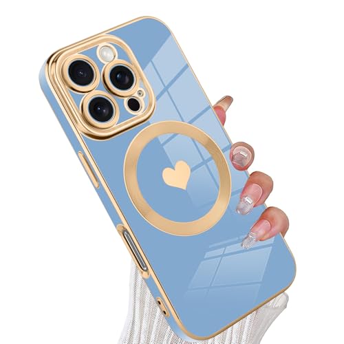 tharlet Magnetic for iPhone 16 Pro Max Blue (6.9") | [Compatible with Magsafe] with Full Camera Lens Protection and screen protector, Gift giving & daily matching Black - color: Blue Love Heart, size: iPhone 16 Pro Max