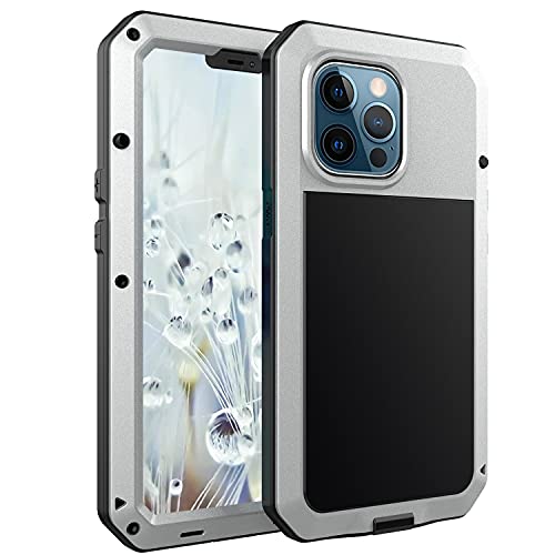 for iPhone 13 Pro Max Case,360 Full Body Protective Heavy Duty Shockproof Tough Armour Aluminum Metal Case with Silicone Built-in Screen Protector for iPhone 13 Pro Max 6.7" - Silver - color: Silver