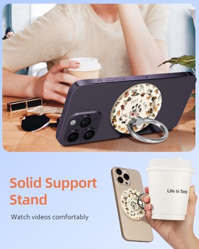 Toycamp Magnetic Phone Grip - Compatible with MagSafe Phone Grip Ring Stand for iPhone 17/16/15/14/13/12 Series Dogs Dog Lovers Cute Phone Ring Holder Grip for Women Girls Girly - color: Dog Lovers