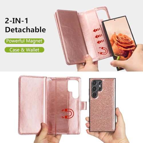 Varikke for Galaxy S25 Ultra Wallet Case Magnetic Detachable, Rose Gold - color: Rose Gold, size: Galaxy S25 Ultra 6.9"