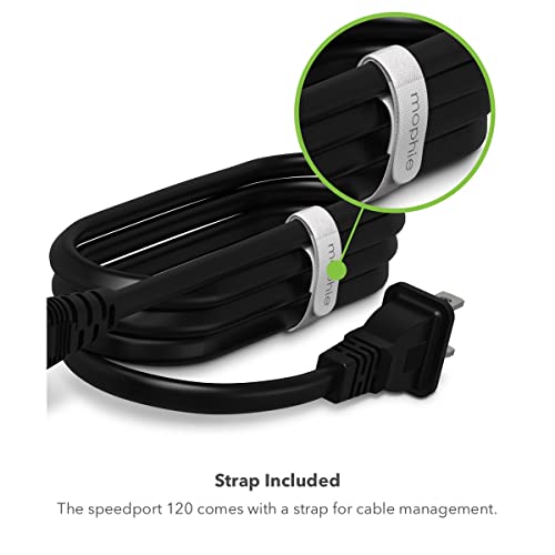 mophie Speedport 120W GaN Dual USB-C & USB-A Fast Wall Charger | Compact Foldable Prongs | 120 Watt - Black - color: Black, style: 120W