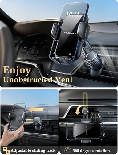 2026 Car Phone Holder [Never Blocking Vent] with Wide Clamp - color: Acrylic