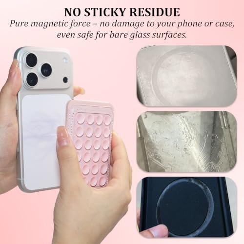 Aiivioll 4-in-1 Magnetic Grip Card Stand for MagSafe, Bare Phone Use, Pink - color: Pink