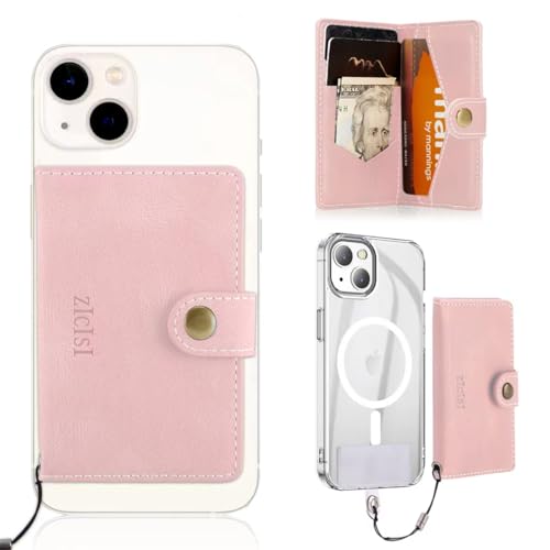 Magnetic Wallet with 5 Card Holders Compatible with MagSafe for iPhone 17/16/15/14 Pro Max/14 Pro/14 Plus/13/12 Series with RFID Protected,Vegan Leather,Pink - color: Pink