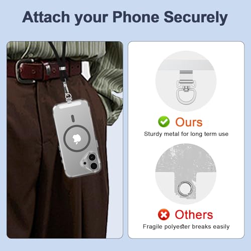 360° Rotatable Metal Phone Tether Tab 5-Pack - color: Silver