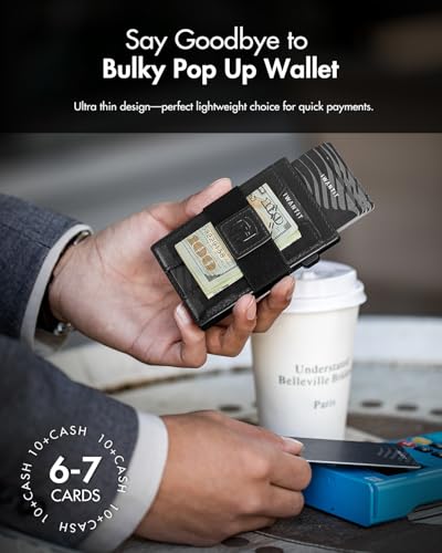 iwantit 3 in 1 Magsafe Wallet Men: Bifold Wallet + Magnetic Wallet for iPhone - Detachable Cash Strap, Smart Pop Up Card Holder, ID Window, Premium Leather (Black) - color: Black