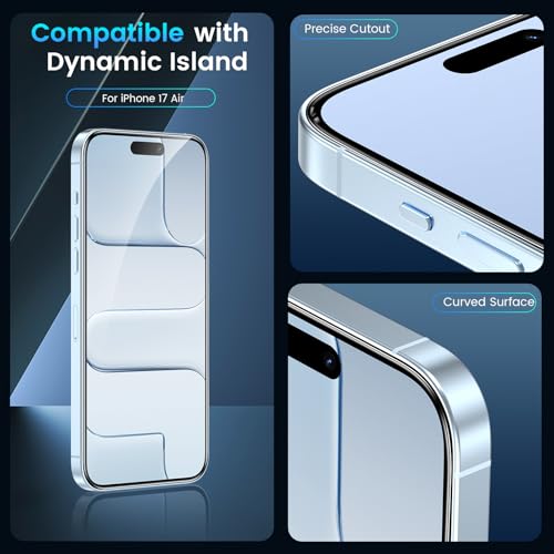 Fotbor Compatible for 3 Pack iPhone Air Screen Protector With 1 Set Camera Lens Protector, 2025 Upgrade 9H+ Premium Tempered Glass 17air, Easy Installation Kits, 6.5 inch - size: iPhone Air-6.5 inch