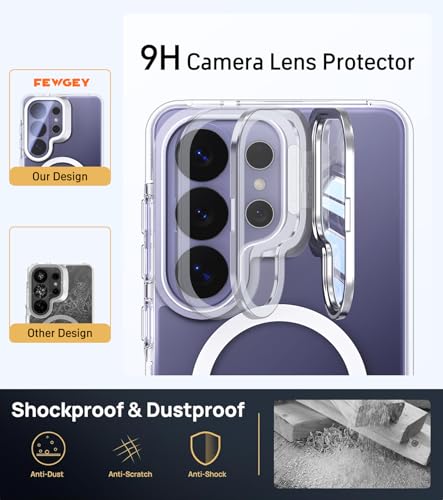 Clear Magnetic Case for Samsung Galaxy S26 Ultra with Camera Cover Stand | Full Camera Protection, Compatible with MagSafe, Anti-Yellowing Anti-Scratched Shockproof Slim Phone Case - color: Clear