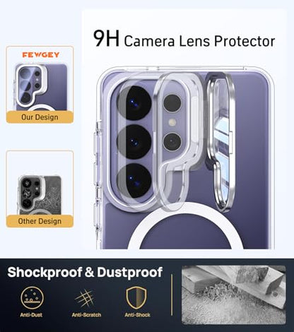 Clear Magnetic Case for Samsung Galaxy S26 Ultra with Camera Cover Stand | Full Camera Protection, Compatible with MagSafe, Anti-Yellowing Anti-Scratched Shockproof Slim Phone Case - color: Clear