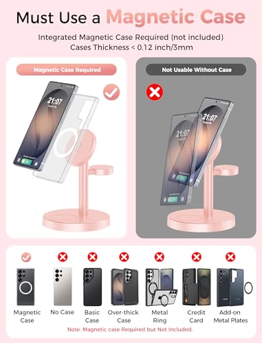 Aeinidi Super Fast Strong Magnetic Wireless Charger for Samsung - color: Pink, size: 15W