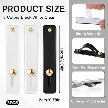 Jeffdad 6 Pcs Phone Grips Strap Holder for Hand Grip Finger Kickstand