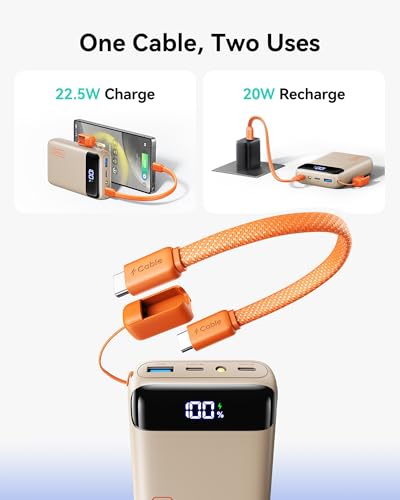 INIU Portable Charger, Smallest 20000mAh 22.5W Fast Charging Power Bank - color: Beige White