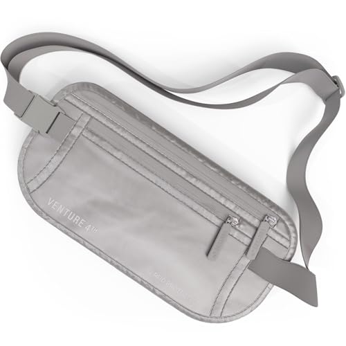 VENTURE 4TH Travel Money Belt, RFID Blocking Passport Holder - Sleek Silver - color: Sleek Silver