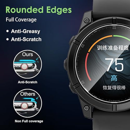 Compatible for Garmin Fenix E 47mm screen protector, Anti-Scratch Tempered Glass flim, Case Friendly, HD Ultra, 3 PACK - size: Garmin Fenix E 47