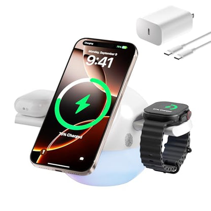 3-in-1 MagSafe Qi2.2 25W Fast Wireless Charger, iPhone Apple Watch