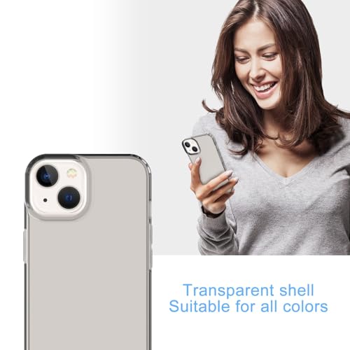 Phone Case for iPhone 14 Clear, [Crystal Clear][Non-Yellowing] Slim Shockproof Reinforced Drop Protective Flexible TPU Back Cover Phone Case for iPhone 14 Protective Case(Black) - color: Black