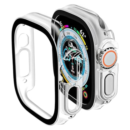 Smiling 2 Pack Case Compatible with Apple Watch Ultra 3(2025)/ Ultra 2 /Ultra 49mm with Tempered Glass Screen Protector, Hard PC Case Scratch-Resistant Overall Protective Cover -Transparent - color: Transparent, size: 49mm
