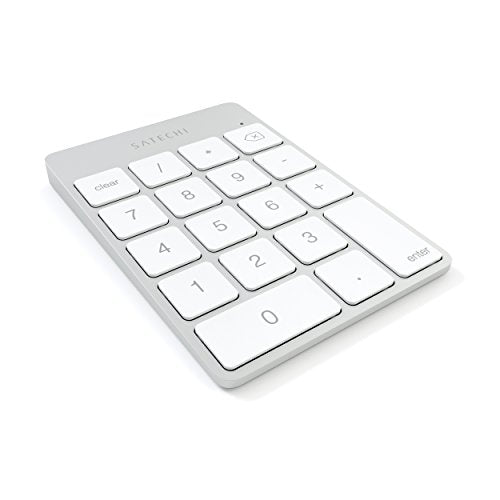 Satechi Slim Aluminum Bluetooth Keypad, 18-Key Number Pad, Silver - color: Silver, size: Micro USB