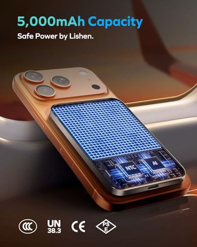 MOMAX (2026 NEW) Q.Pass Magnetic Power Bank, Qi2 Certified 15W Slim Power Bank Fast Charging, 5000mAh for Magsafe Portable Charger for iPhone Air Battery Pack/17/Pro/Max/16/15/14/13/12 (No Lightning)