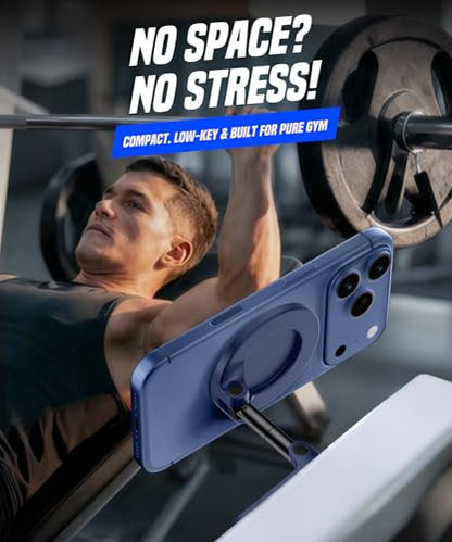 GolbinBox All Metal Dual Magnetic Gym Phone Holder for MagSafe, Blue - color: Blue