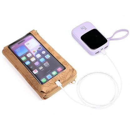 GOIACII Phone Purse Crossbody Bags for Women Small Travel Wallet Touch Screen RFID Blocking - color: A11 Brown Pattern