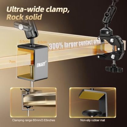 EMART 22" Magic Arm Clamp Kit,Overhead Camera Mount with C Clamp 1/4" Screw - color: C-Clamp