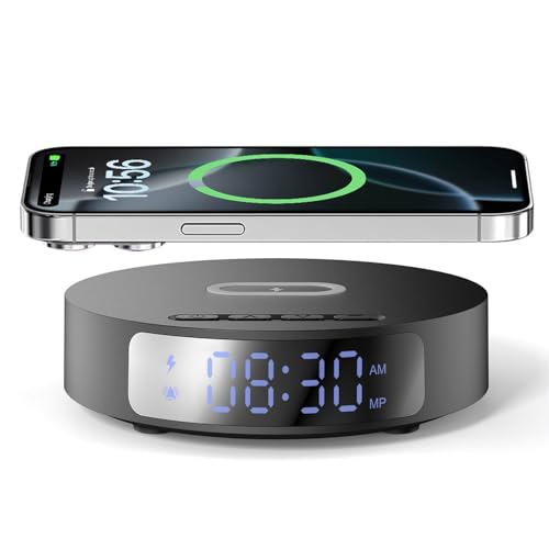 25W Max Fast Wireless Charger with Alarm Clock,Wireless Charging Pad - color: Black pad
