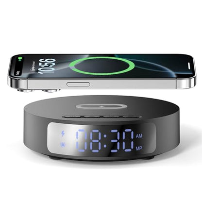 25W Max Fast Wireless Charger with Alarm Clock,Wireless Charging Pad - color: Black pad