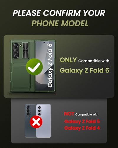 for Samsung Galaxy Z Fold 6 Case with Card Holder, Green - color: Green