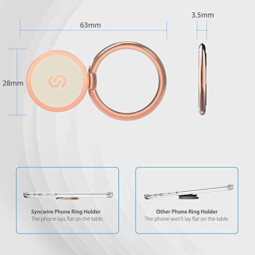 Syncwire Cell Phone Ring Holder Stand, 360 Degree Rotation Finger Ring Kickstand with Polished Metal Phone Grip for Magnetic Car Mount Compatible with iPhone, Samsung, LG, Pixel - Rose Gold - color: Rose Gold, size: 1 Pack