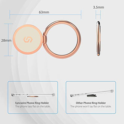 Syncwire Cell Phone Ring Holder Stand, 360 Degree Rotation Finger Ring Kickstand with Polished Metal Phone Grip for Magnetic Car Mount Compatible with iPhone, Samsung, LG, Pixel - Rose Gold - color: Rose Gold, size: 1 Pack