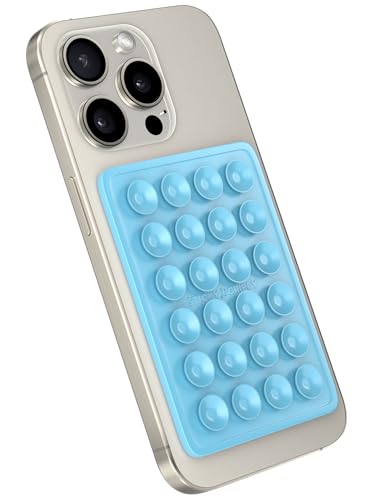 StickyGrippy Suction Phone Case Mount, Sillicon Adhesive Phone Accessory for iPhone and Android, Hands-Free Strong Grip Mirror Shower Phone Holder, Tiktok Videos and Selfies (Pearl Blue) - color: Pearl Blue