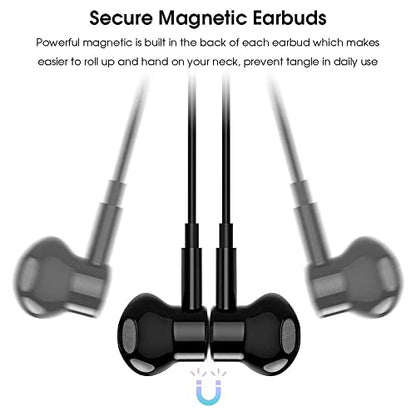 USB C Headphones Magnetic Wired Earbuds with Mic for Apple/Samsung Android - color: Black