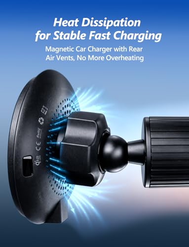 for Qi2.2 25W magsafe car mount charger, Magnetic Phone Holder with RGB Light, Wireless Car Charger 25W, Fast Charging For iPhone 17 Pro Max 16-12 Series, Galaxy S26 Ultra, Google Pixel 10 Pro